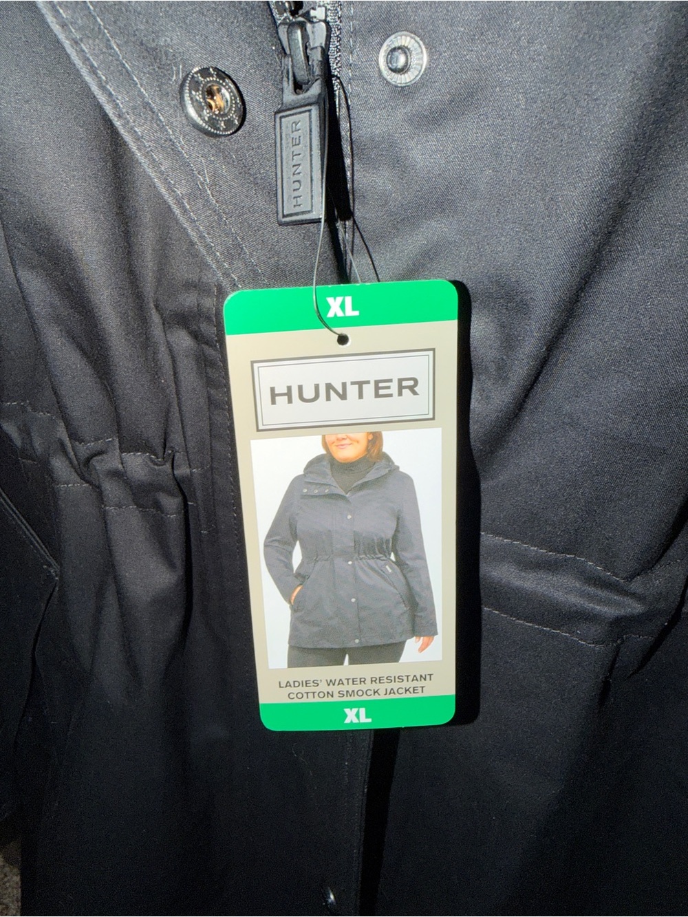 Hunter brand Black Women's Hooded Rain Jacket - Picture 4 of 5